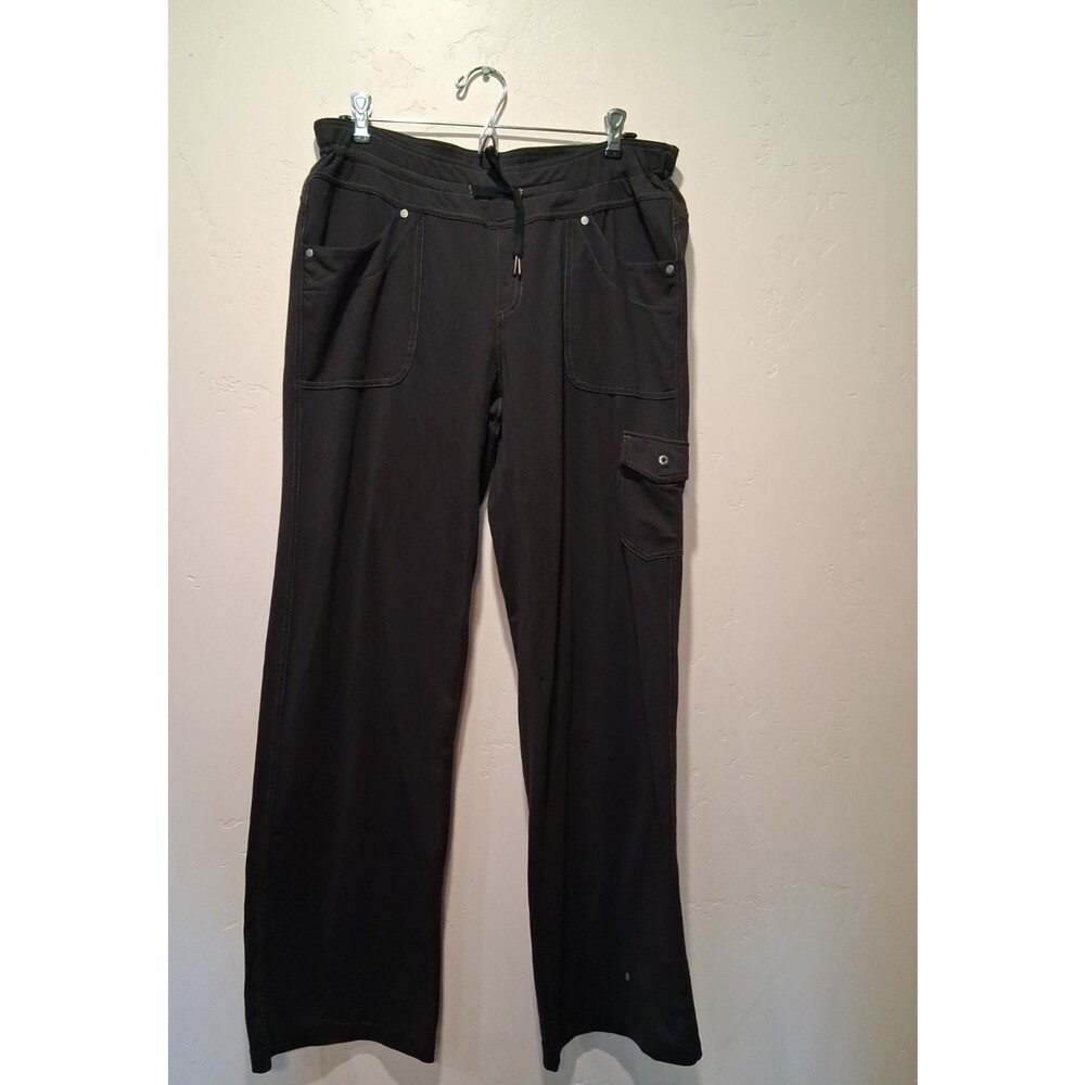 KUHL Women's Black Stretch Hiking Pants Drawstring Waist Size 12 REG **FLAWS**